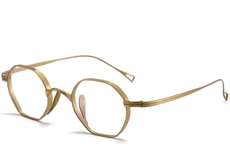 Gafas geométricas de titanio dorado #BS1913-0127