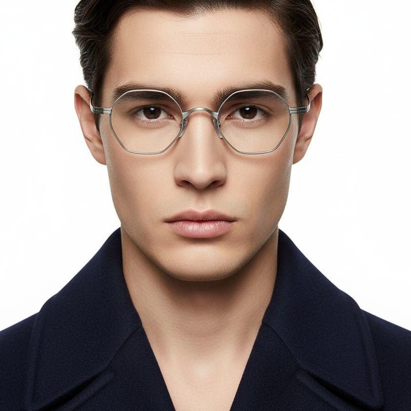 Geometric Silver Titanium Glasses #BS1913-0129