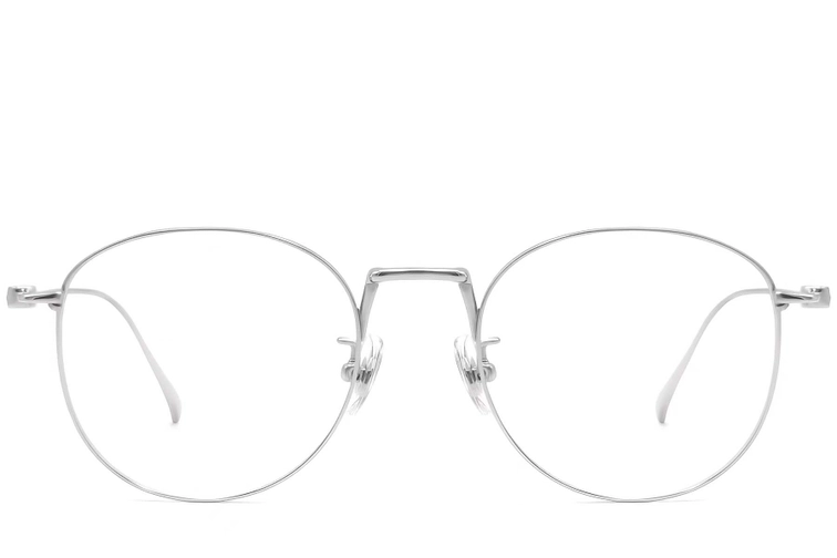 Oval Silver Titanium Glasses #BS1913-0132