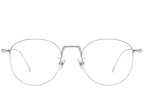 Lunettes ovales en titane argenté #BS1913-0132