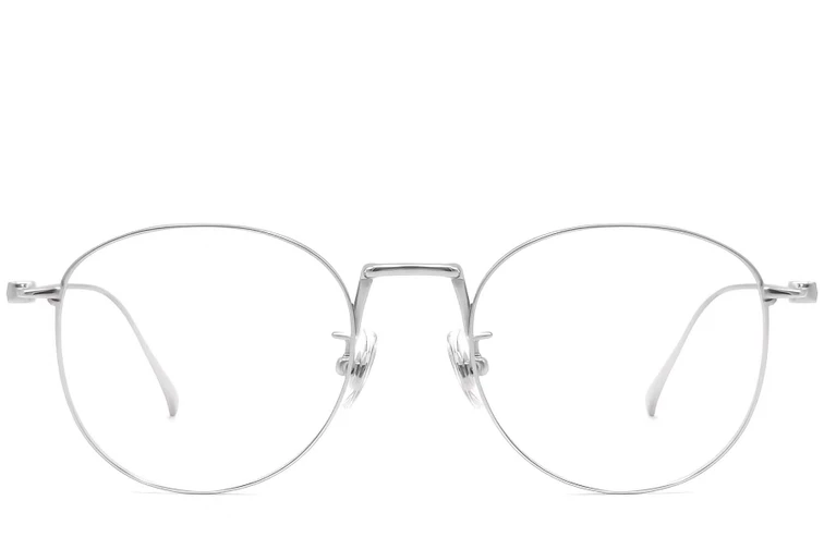 Gafas ovaladas de titanio plateado #BS1913-0132
