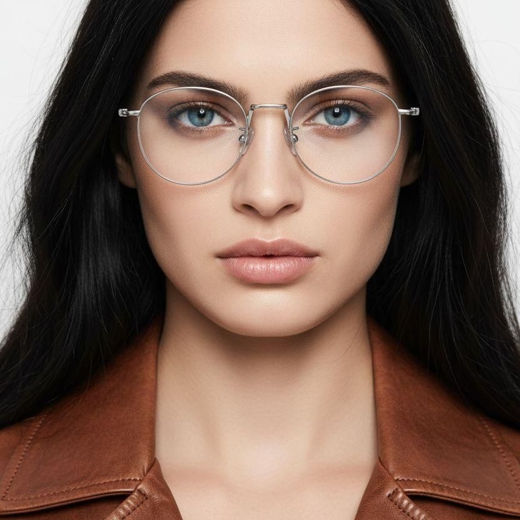 Oval Silver Titanium Glasses #BS1913-0132