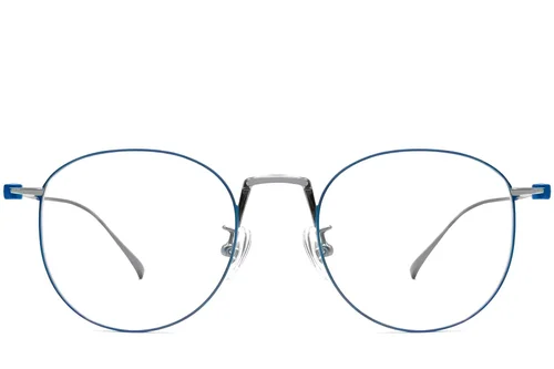 Lunettes ovales en titane bleu #BS1913-0133