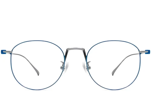 Lunettes ovales en titane bleu #BS1913-0133