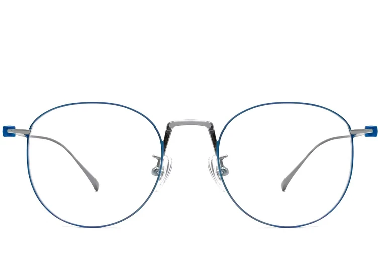 Ovale blaue Titanbrille #BS1913-0133