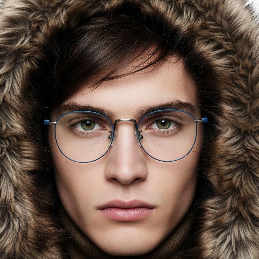 Oval Blue Titanium Glasses #BS1913-0133