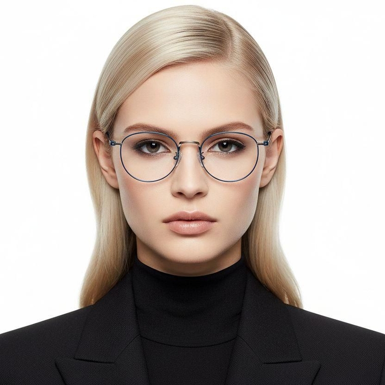 Oval Blue Titanium Glasses #BS1913-0133