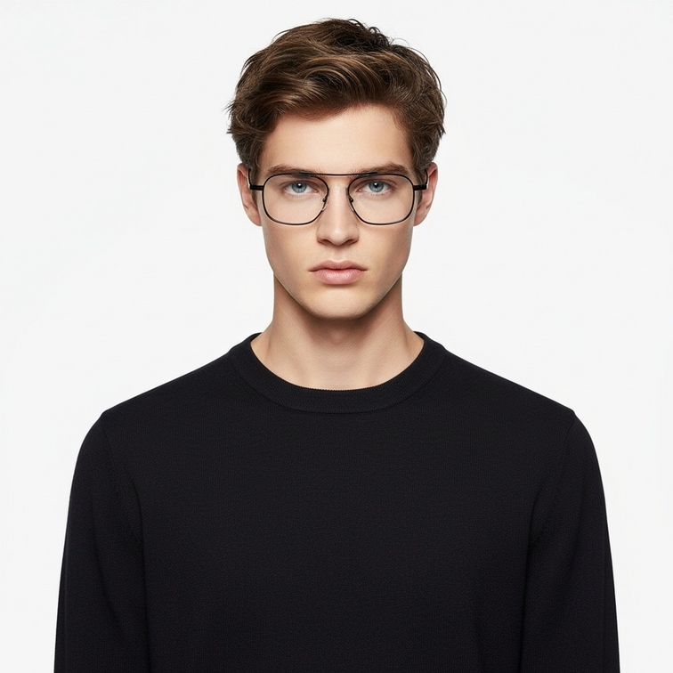 Aviator Black Titanium Glasses #BS1913-0135