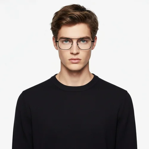 Lunettes aviateur noires en titane #BS1913-0135