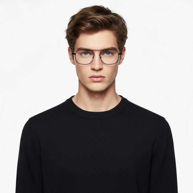 Gafas de aviador de titanio negro #BS1913-0135