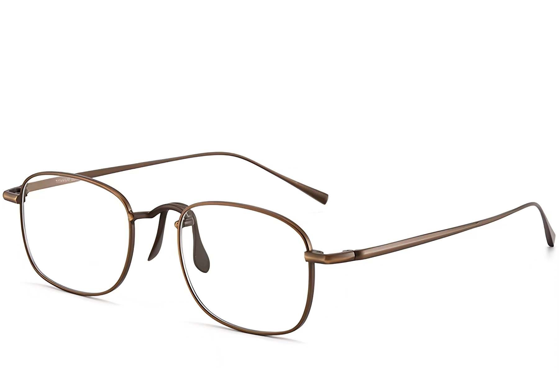 Rectangular Brown Titanium Glasses #BS1913-0144