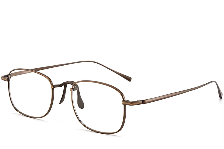 Rectangular Brown Titanium Glasses #BS1913-0144