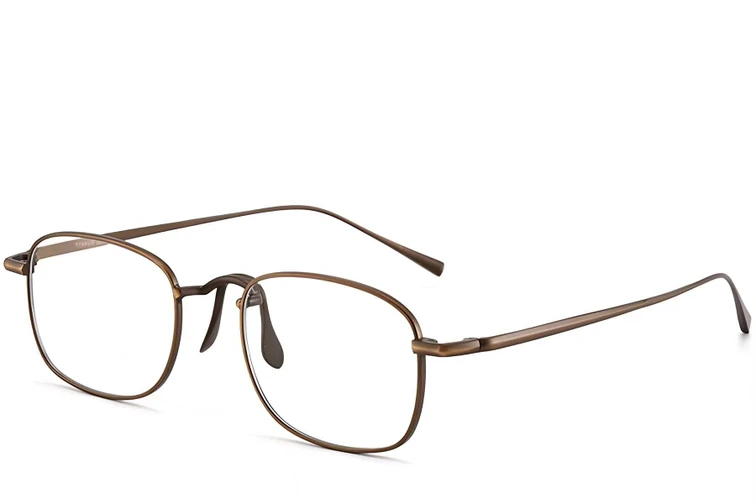 Rechteckige braune Titanbrille #BS1913-0144