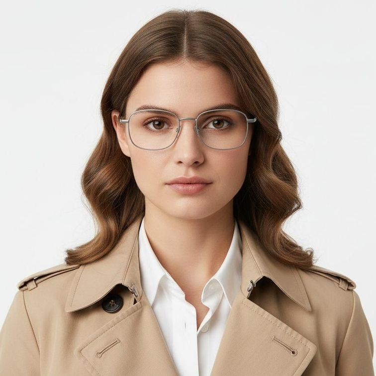 Rectangular Silver Titanium Glasses #BS1913-0145
