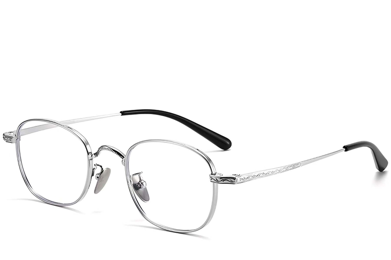 Oval Silver Titanium Glasses #BS1913-0147