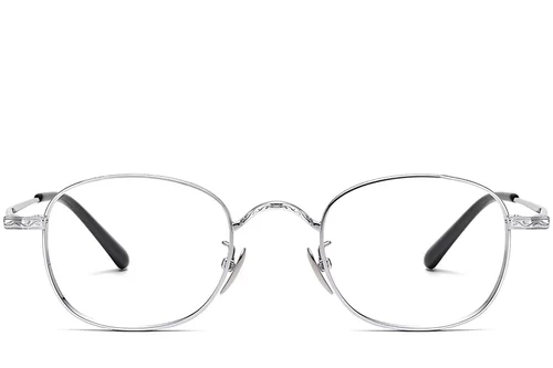 Lunettes ovales en titane argenté #BS1913-0147