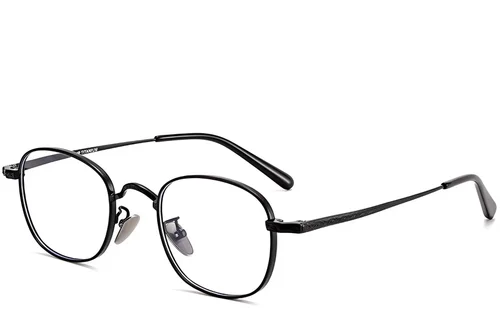 Lunettes ovales en titane noir #BS1913-0150