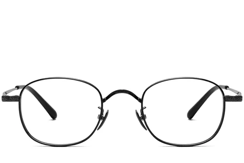Lunettes ovales en titane noir #BS1913-0150