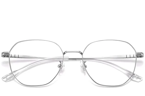 Lunettes géométriques en titane argenté #BS1913-0152