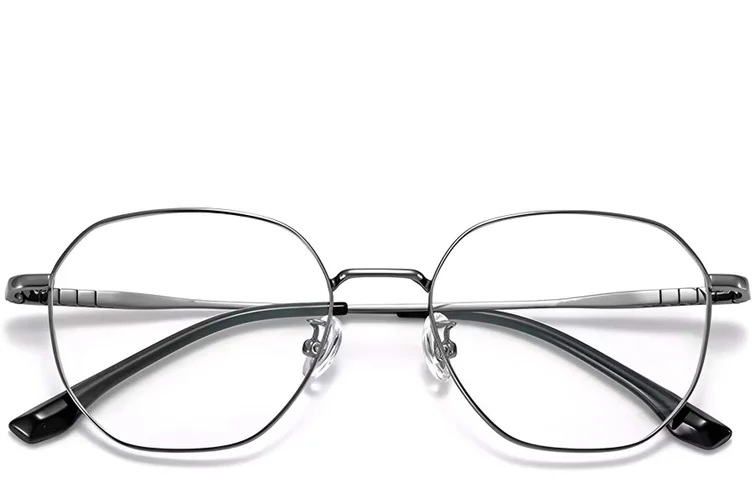Occhiali in titanio grigio geometrico #BS1913-0155