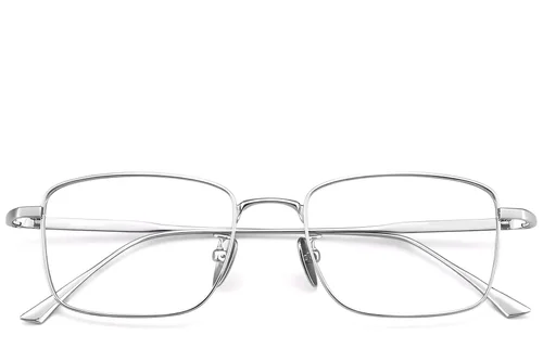 Lunettes rectangulaires en titane argenté #BS1913-0156