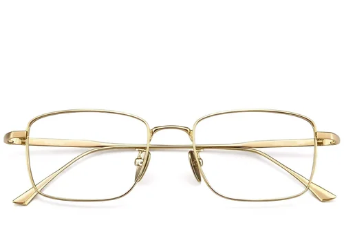 Lunettes rectangulaires en titane doré #BS1913-0157