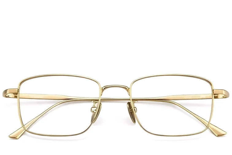 Gafas rectangulares de titanio dorado #BS1913-0157