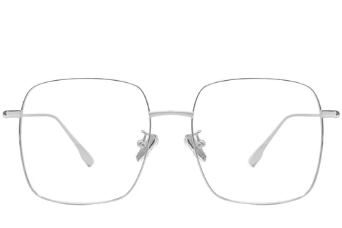 Lunettes rectangulaires en titane argenté #BS1913-0170