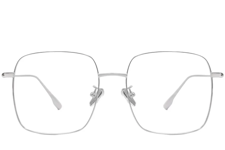 Gafas rectangulares de titanio plateado #BS1913-0170