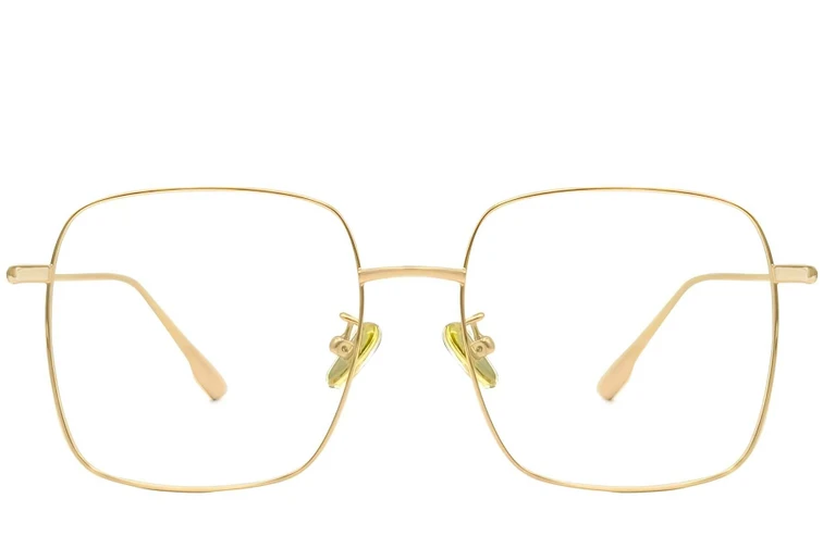 Gafas rectangulares de titanio dorado #BS1913-0171