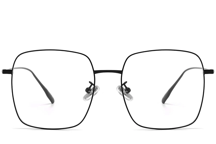 Rechthoekige zwarte titanium bril #BS1913-0172