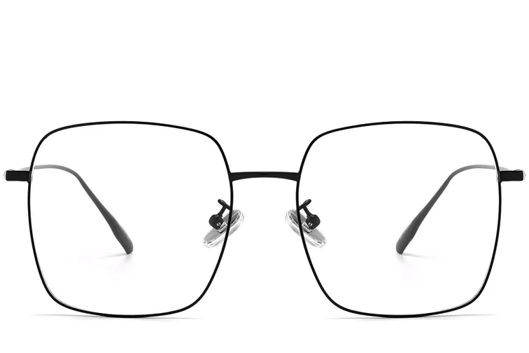 Rechthoekige zwarte titanium bril #BS1913-0172
