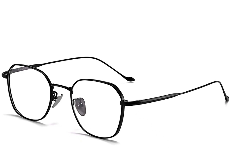 Geometrische zwarte titanium bril #BS1913-0174