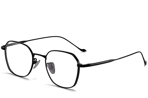 Lunettes géométriques noires en titane #BS1913-0174
