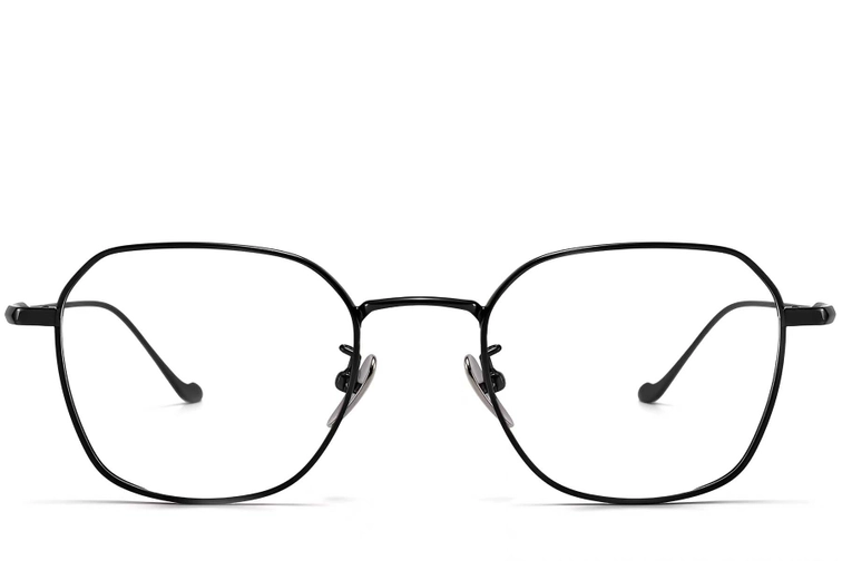 Geometrische zwarte titanium bril #BS1913-0174