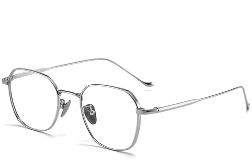Lunettes géométriques en titane argenté #BS1913-0176