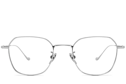 Lunettes géométriques en titane argenté #BS1913-0176