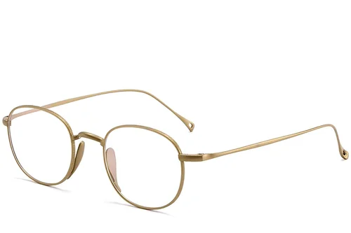 Lunettes ovales en titane doré #BS1913-0181