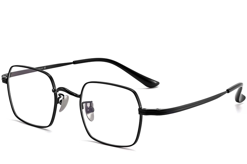 Rechteckige schwarze Titanbrille #BS1913-0188