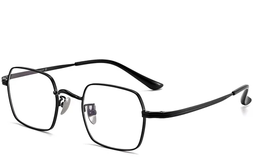 Lunettes rectangulaires en titane noir #BS1913-0188