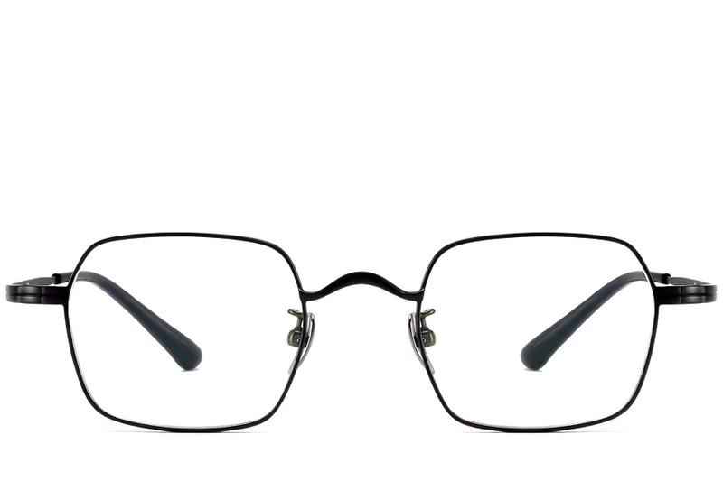 Rechteckige schwarze Titanbrille #BS1913-0188