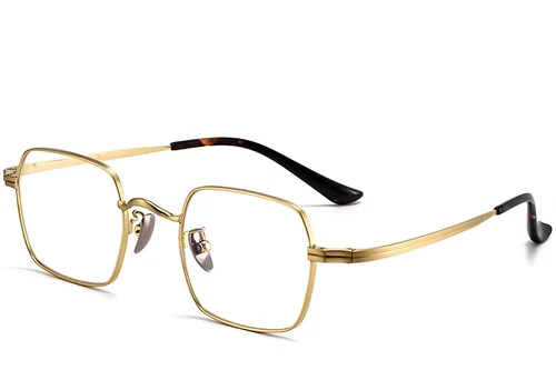 Lunettes rectangulaires en titane doré #BS1913-0189