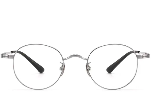 Lunettes ovales en titane argenté #BS1913-0194