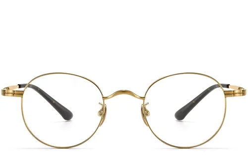 Lunettes ovales en titane doré #BS1913-0195