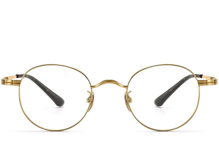 Lunettes ovales en titane doré #BS1913-0195