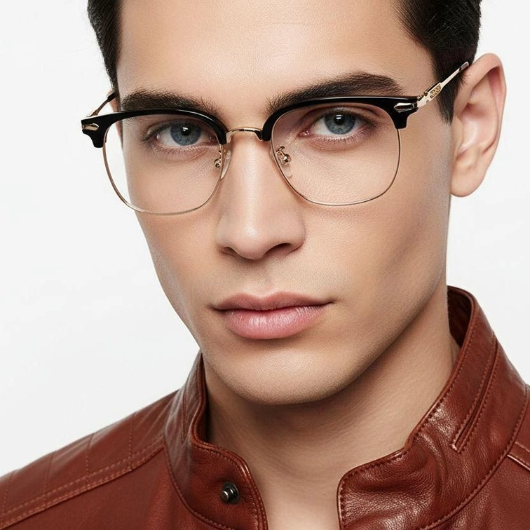 Semi-rimless Golden TR90 Glasses #BS1913-0197