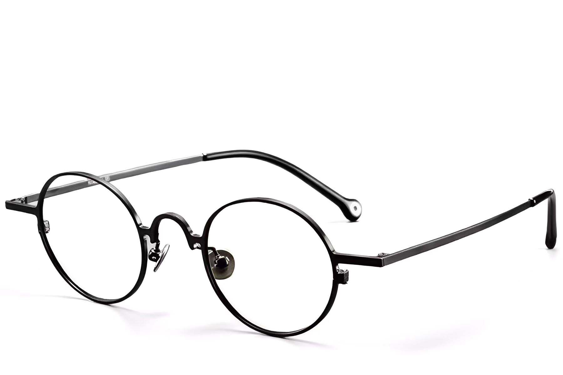 Round Black Titanium Glasses #BS1913-0201