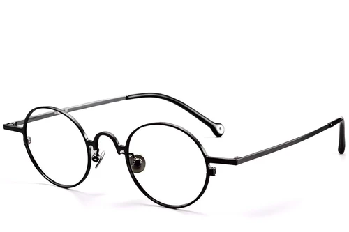 Round Black Titanium Glasses #BS1913-0201