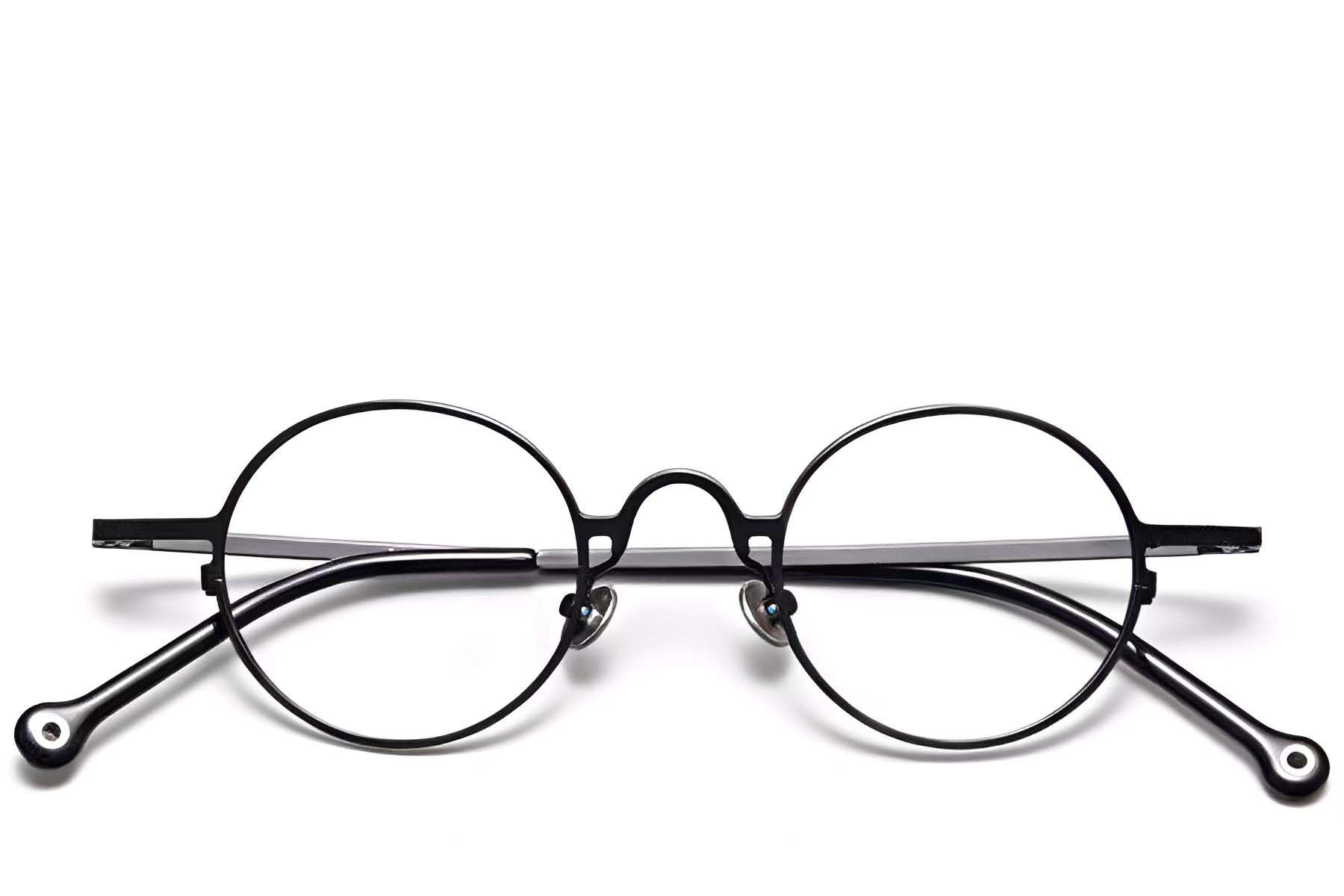 Round Black Titanium Glasses #BS1913-0201