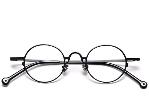 Lunettes rondes en titane noir #BS1913-0201